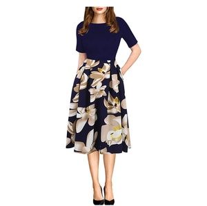 Vintage Patchwork Pockets Dress